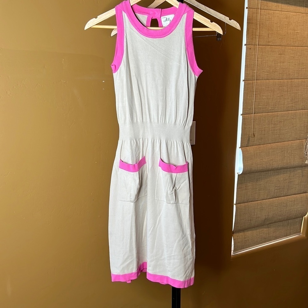 Milly Knit Small Colorblock Pattern Tan Pink Mini… - image 1